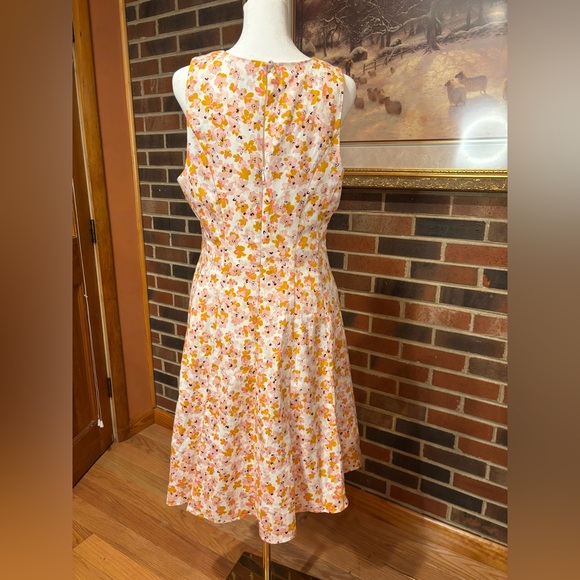 Liz Claiborne Sleeveless A-Line Midi Dress in Orange and Pink - Picture 3 of 15